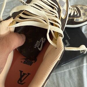 Louis Vuitton Men's Brown and Cream Sneakers